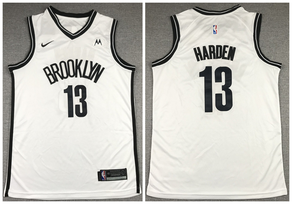 Men's Brooklyn Nets #13 James Harden White 2020 NBA Stitched Jersey